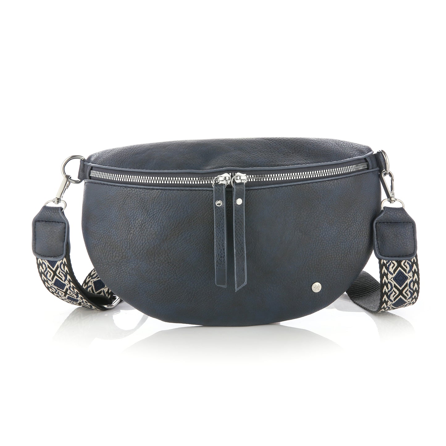 "Leren" Tas | Bodybag | Navy | Luxe schouderband
