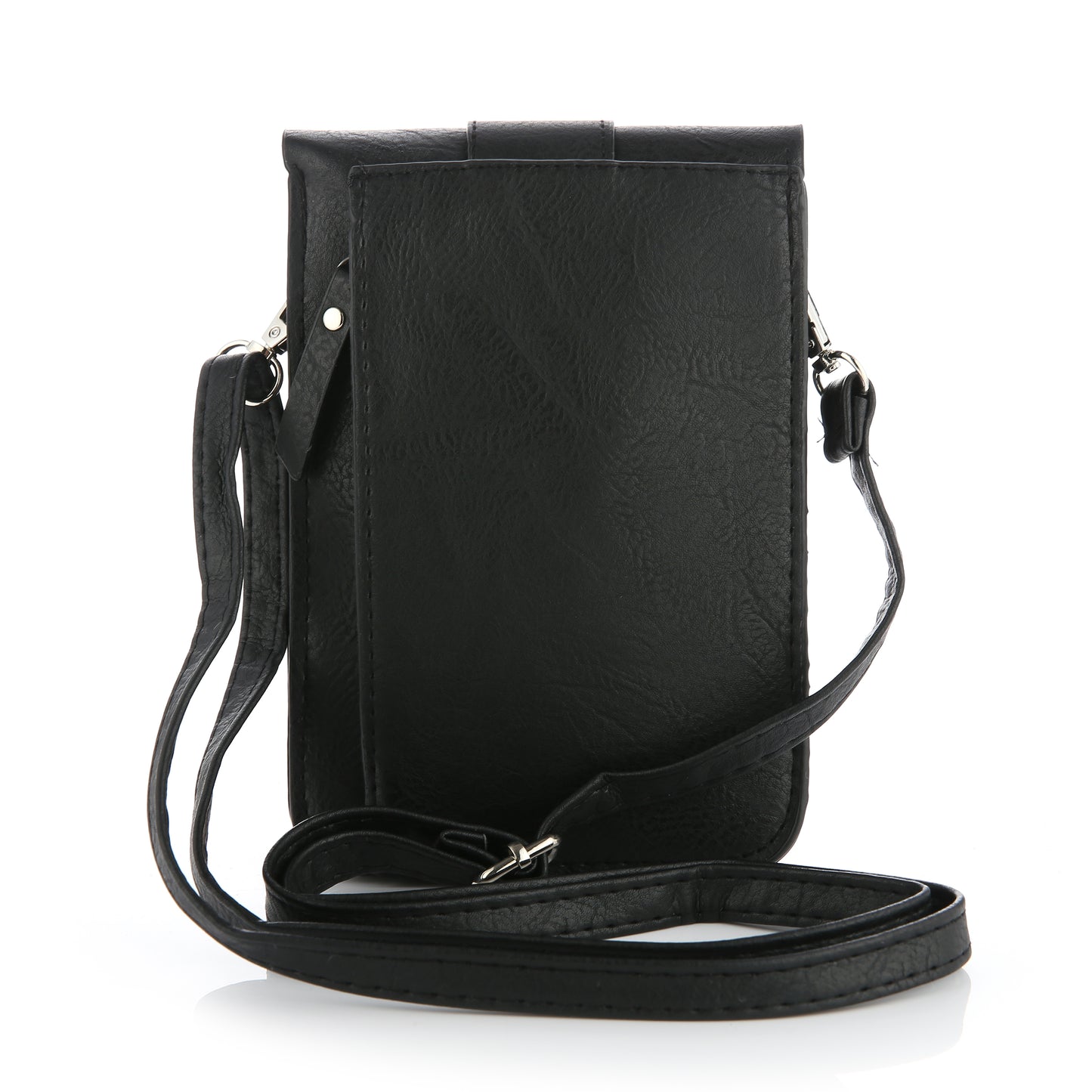 Michelle | Telefoontasje | Crossbody | Effen met croco accent | Franjes | Zwart