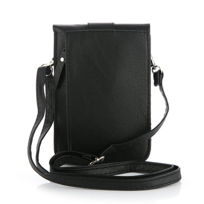Michelle | Telefoontasje | Crossbody | Effen met croco accent | Franjes | Zwart