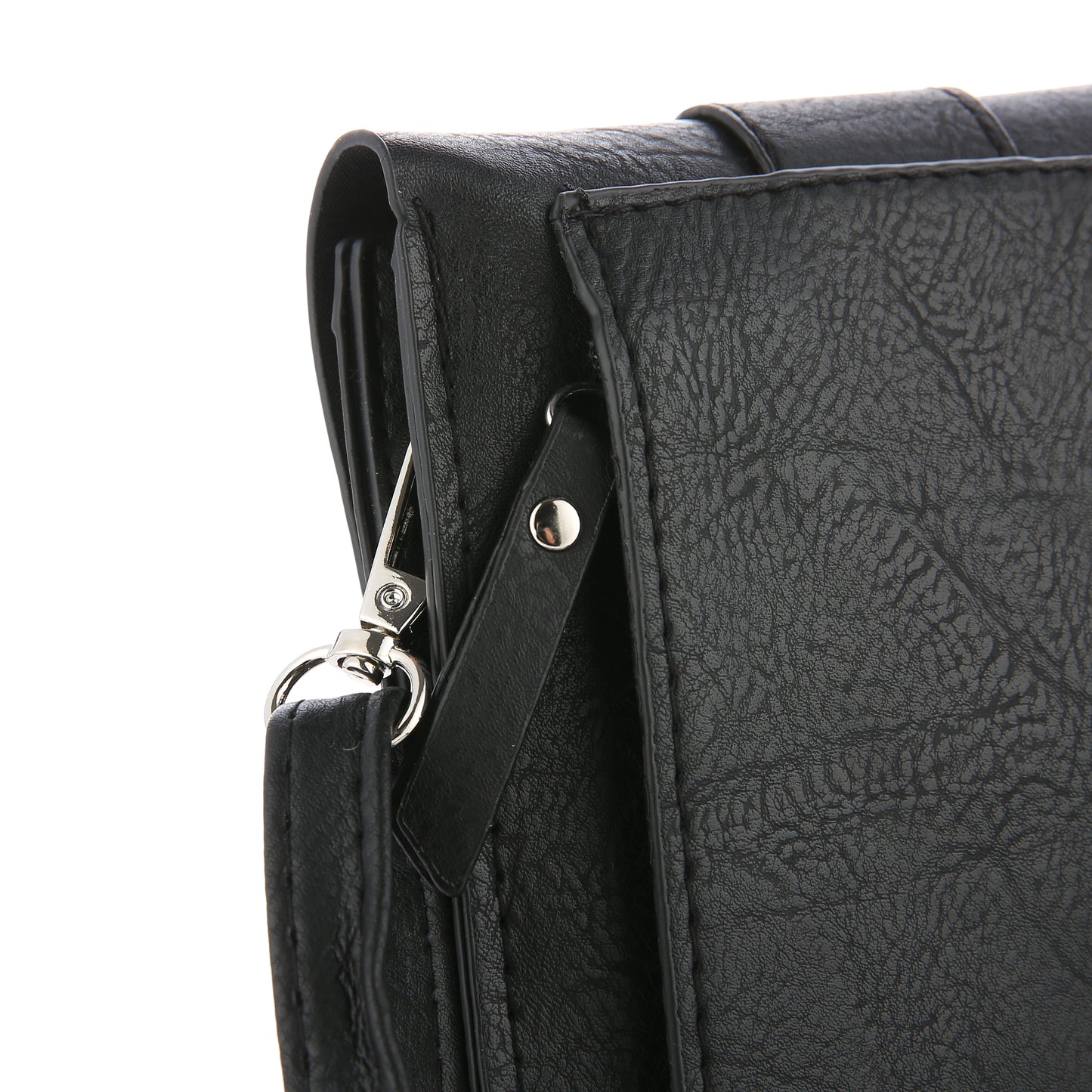 Michelle | Telefoontasje | Crossbody | Effen met croco accent | Franjes | Zwart
