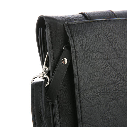 Michelle | Telefoontasje | Crossbody | Effen met croco accent | Franjes | Zwart