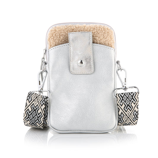 "Leren" Tas | Schouder tasje | Telefoon tasje | Zilver