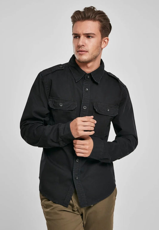 BYB | Heren | Vintage shirt | Overhemd |  Zwart | Regular fit | Streetwear | Lange mouw