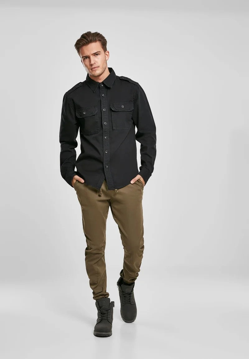 BYB | Heren | Vintage shirt | Overhemd |  Zwart | Regular fit | Streetwear | Lange mouw