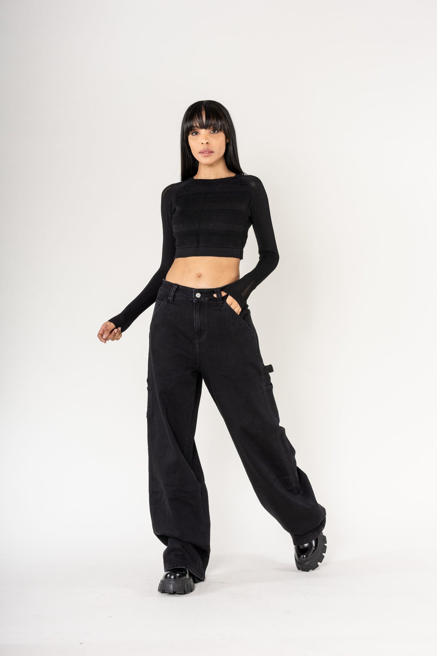 Nina Carter | Dames | Worker carpenter Jeans | Black Denim