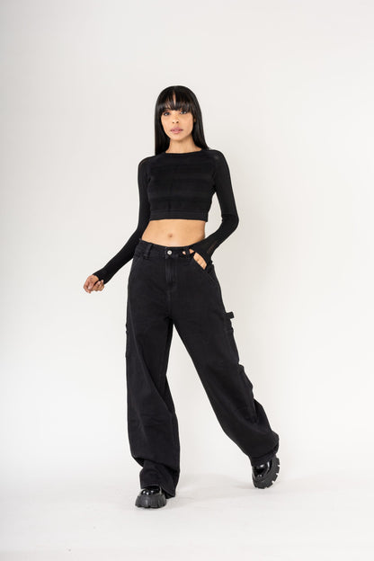 Nina Carter | Dames | Worker carpenter Jeans | Black Denim