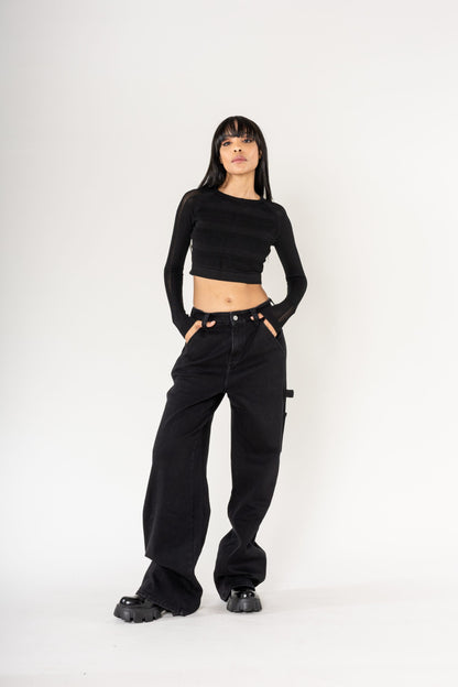 Nina Carter | Dames | Worker carpenter Jeans | Black Denim