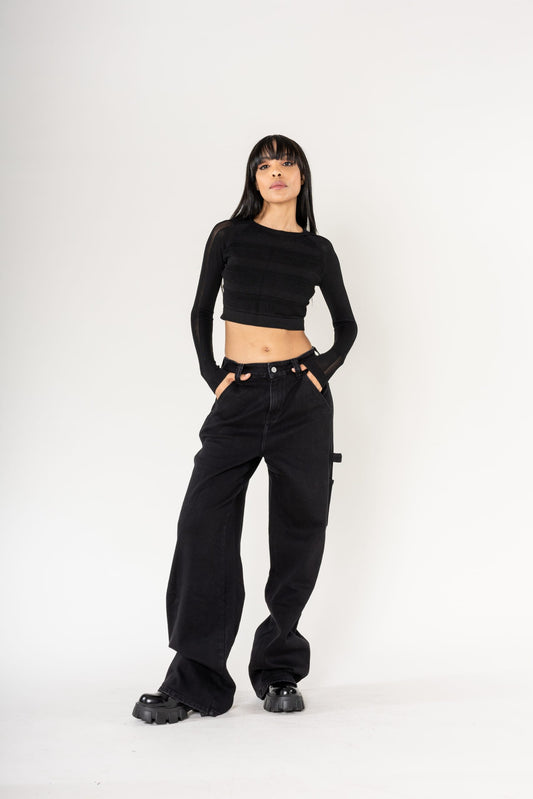 Nina Carter | Dames | Worker carpenter Jeans | Black Denim