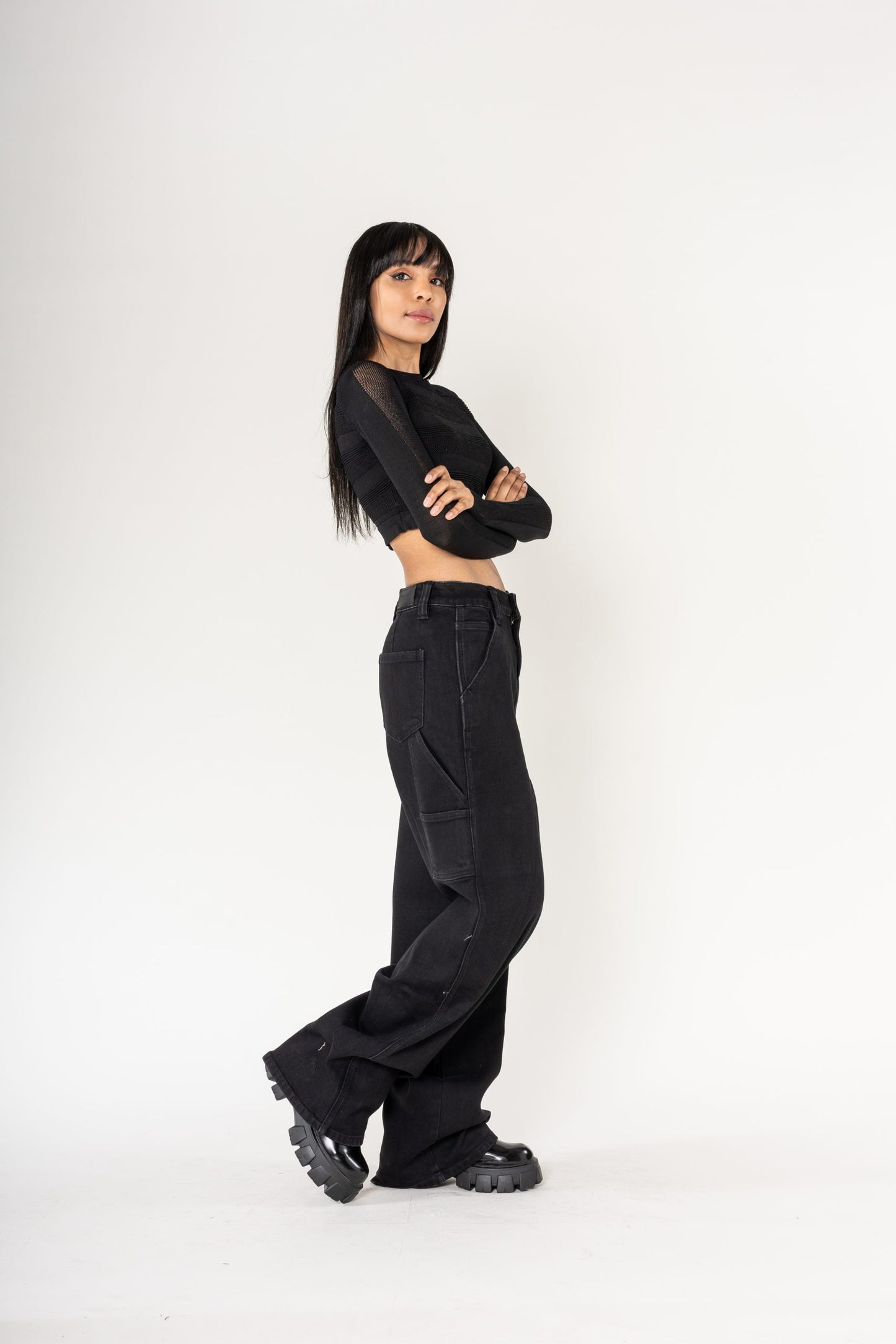 Nina Carter | Dames | Worker carpenter Jeans | Black Denim