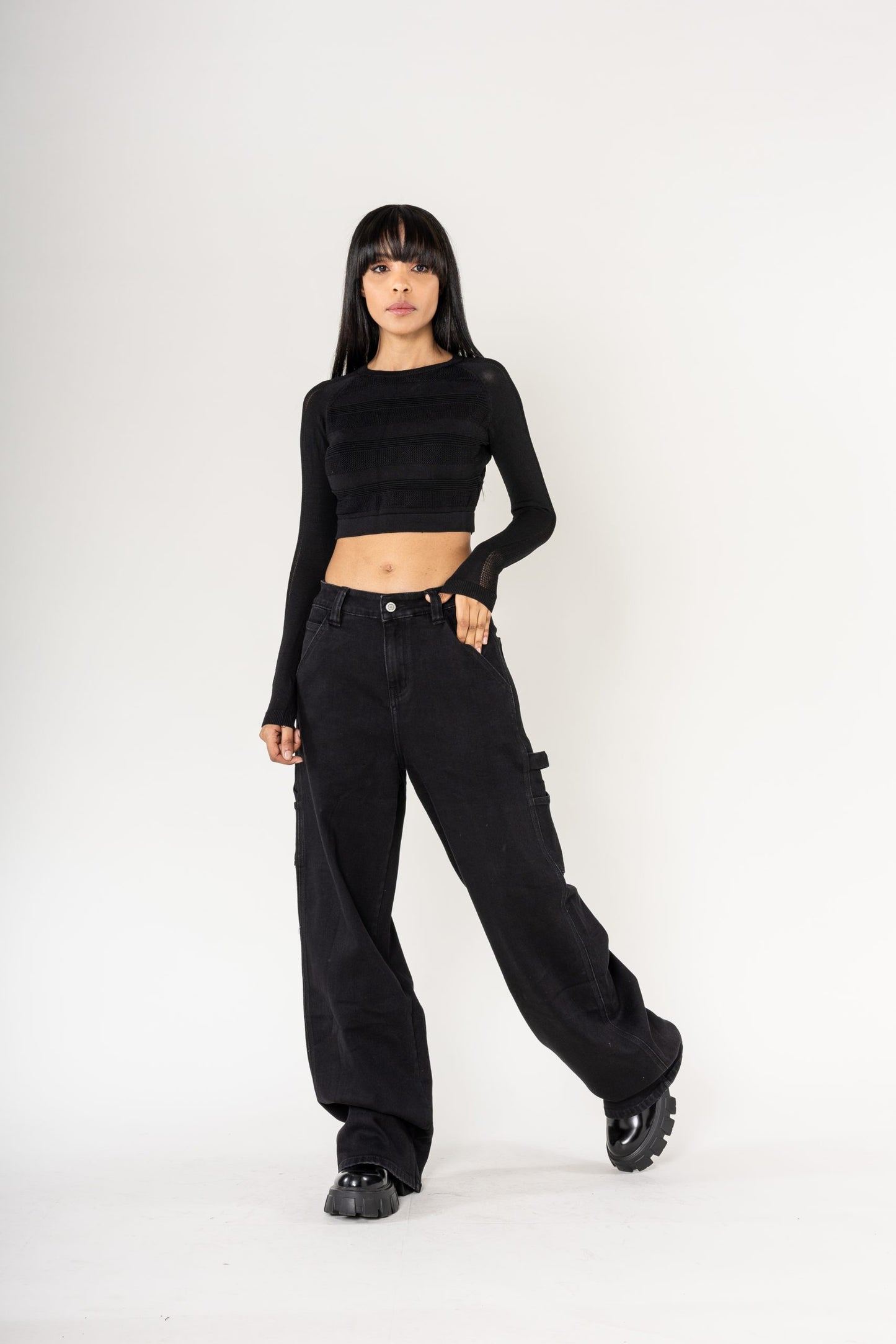 Nina Carter | Dames | Worker carpenter Jeans | Black Denim
