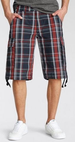 AJC | Heren | Bermuda | Cargo | Ruit  | Heren |Zwart grijs rood