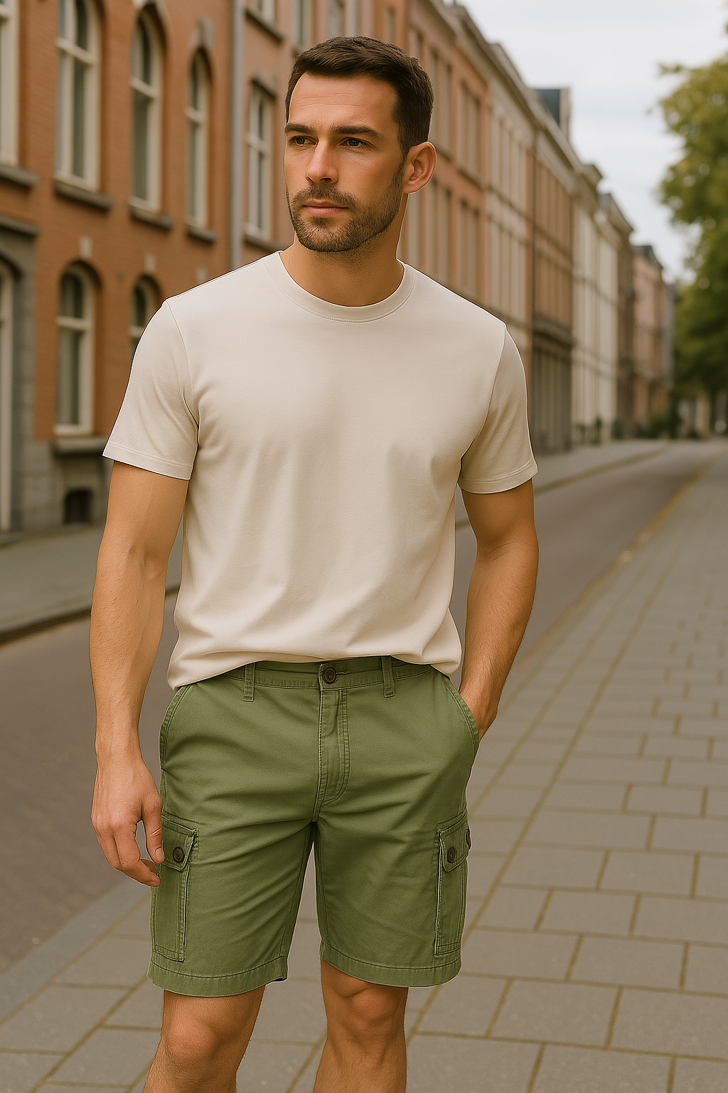 Bugatti | Heren | Cargo bermuda | Army green