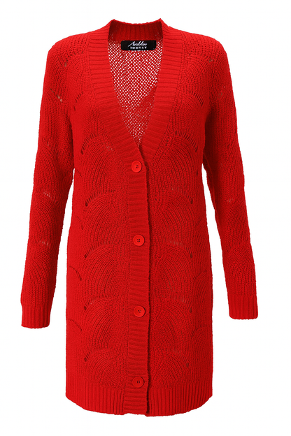 Aniston | Dames | Vest | Kanten breipatroon | Rood