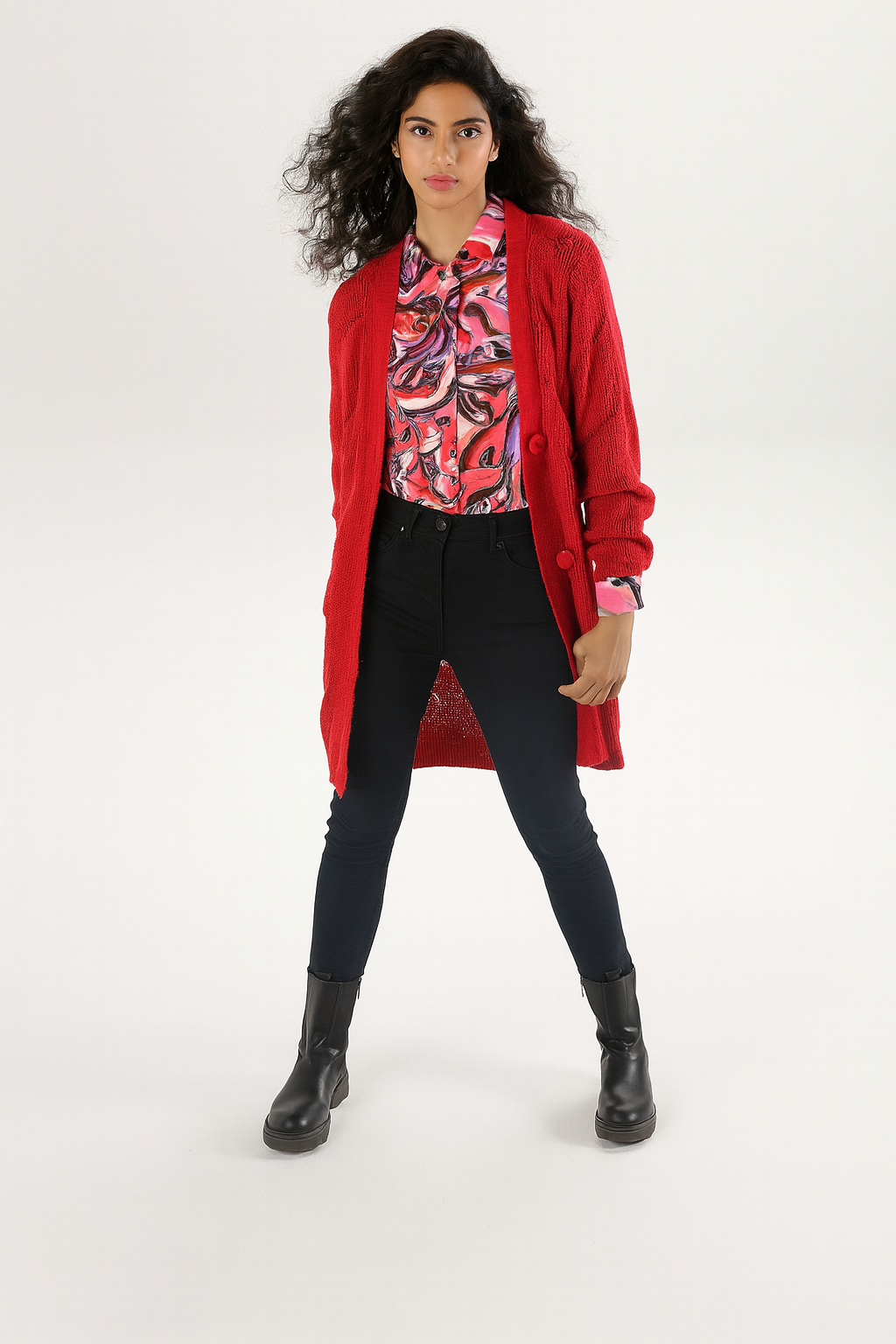Aniston | Dames | Vest | Kanten breipatroon | Rood