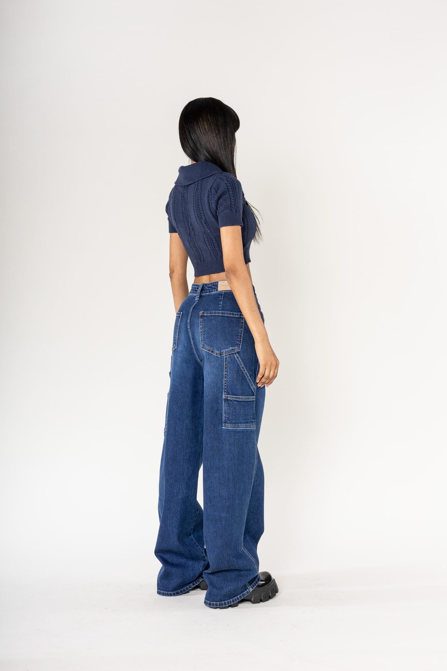 Nina Carter | Dames | Worker carpenter Jeans | Dark Denim