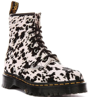 Dr. Martens | Dames |  1460 Bex Cream - Black | Dalmatian print | Hair-on leather | offwhite - zwart