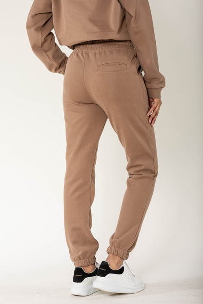 Nina Carter | Dames | Huispak - Jogging pak | aangesloten pijpen | 2 delig | Bruin- Taupe