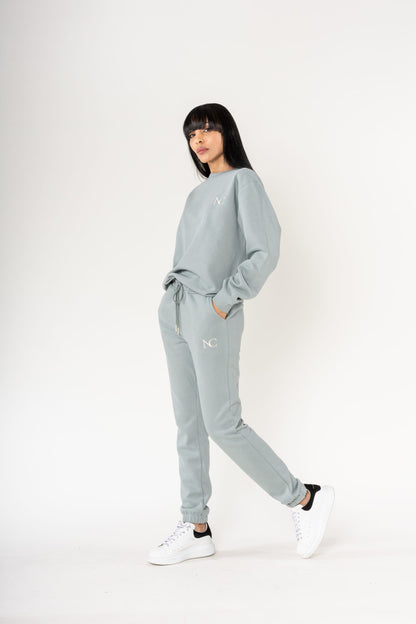 Nina Carter | Dames | Huispak - Jogging pak | aangesloten pijpen | 2 delig | IJsblauw
