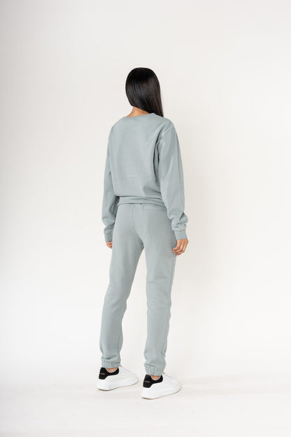 Nina Carter | Dames | Huispak - Jogging pak | aangesloten pijpen | 2 delig | IJsblauw