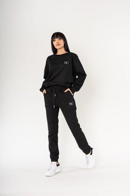 Nina Carter | Dames | Huispak - Jogging pak | aangesloten pijpen | 2 delig | Zwart