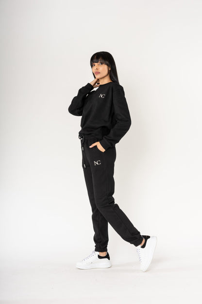 Nina Carter | Dames | Huispak - Jogging pak | aangesloten pijpen | 2 delig | Zwart