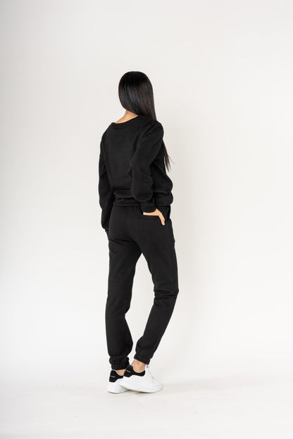 Nina Carter | Dames | Huispak - Jogging pak | aangesloten pijpen | 2 delig | Zwart