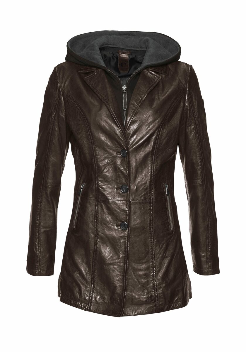 Gipsy | Dames | Leren long blazer |  Donker bruin