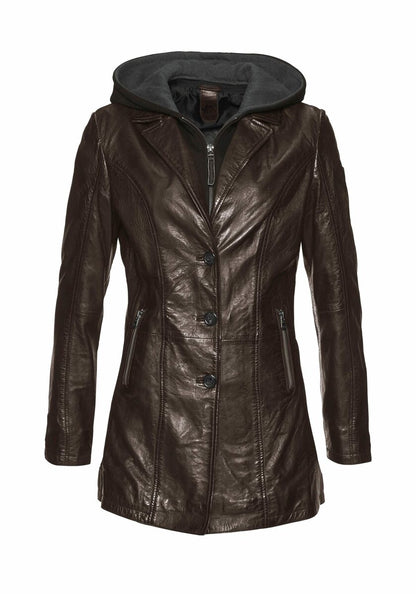 Gipsy | Dames | Leren long blazer |  Donker bruin