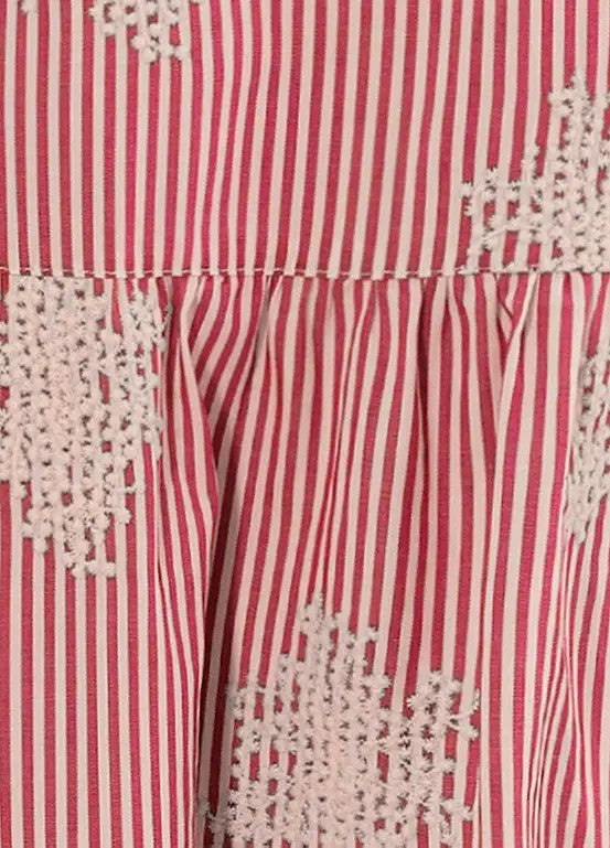 Aniston | Dames | Jurk | Boho stijl | Streep met uniek borduursel | Rood -Wit
