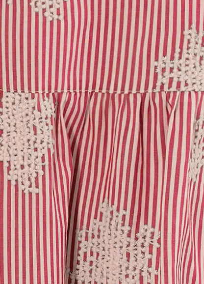 Aniston | Dames | Jurk | Boho stijl | Streep met uniek borduursel | Rood -Wit