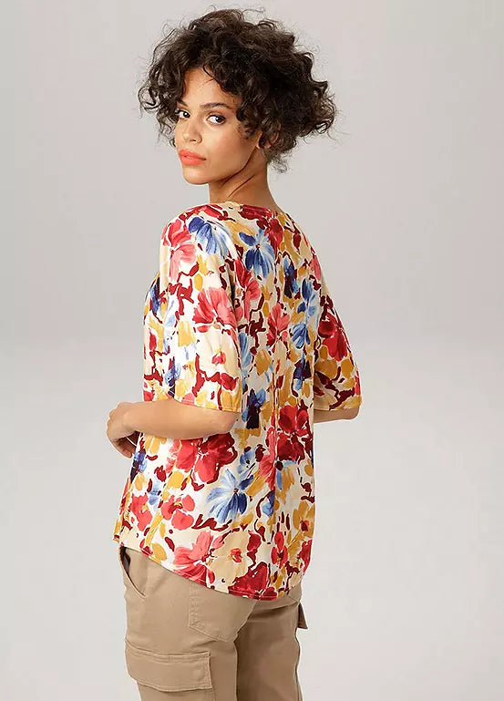 Aniston | Dames | Blouse | Soepelvallend | Bloemenprint | Meerkleurig