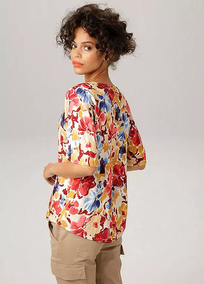 Aniston | Dames | Blouse | Soepelvallend | Bloemenprint | Meerkleurig