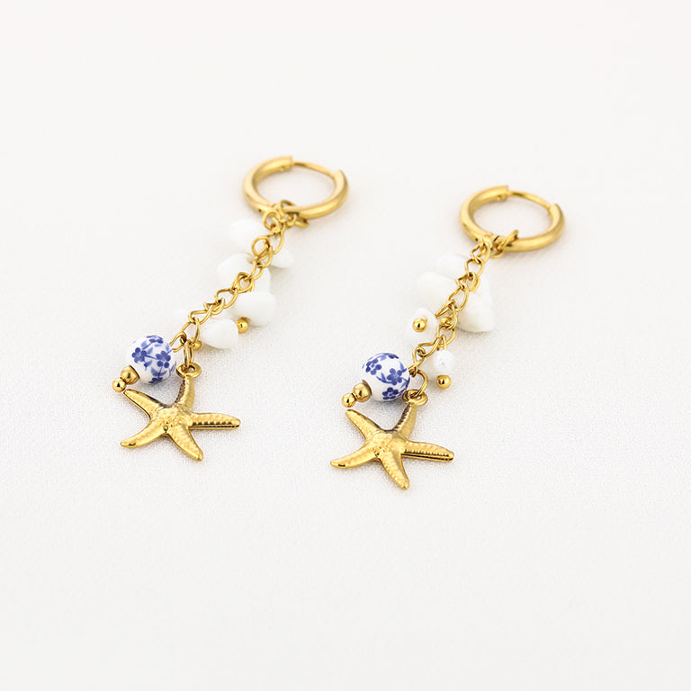 Sunset Fashion | Ketting Oorbellen Set " Ster" | 2 delig | Stainless steel - Blauw