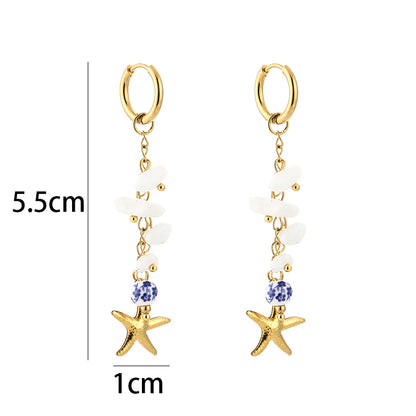 Sunset Fashion | Ketting Oorbellen Set " Zeester" | 2 delig | Stainless steel - Blauw