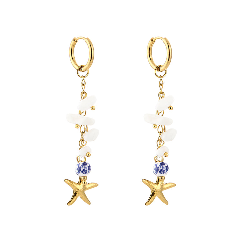 Sunset Fashion | Ketting Oorbellen Set " Ster" | 2 delig | Stainless steel - Blauw