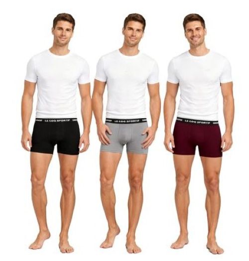 Le Coq Sportif | Heren | Boxershorts 3 Pack | Cotton Stretch | Zwart/Grijs/Bordeaux | Comfortabele boxers
