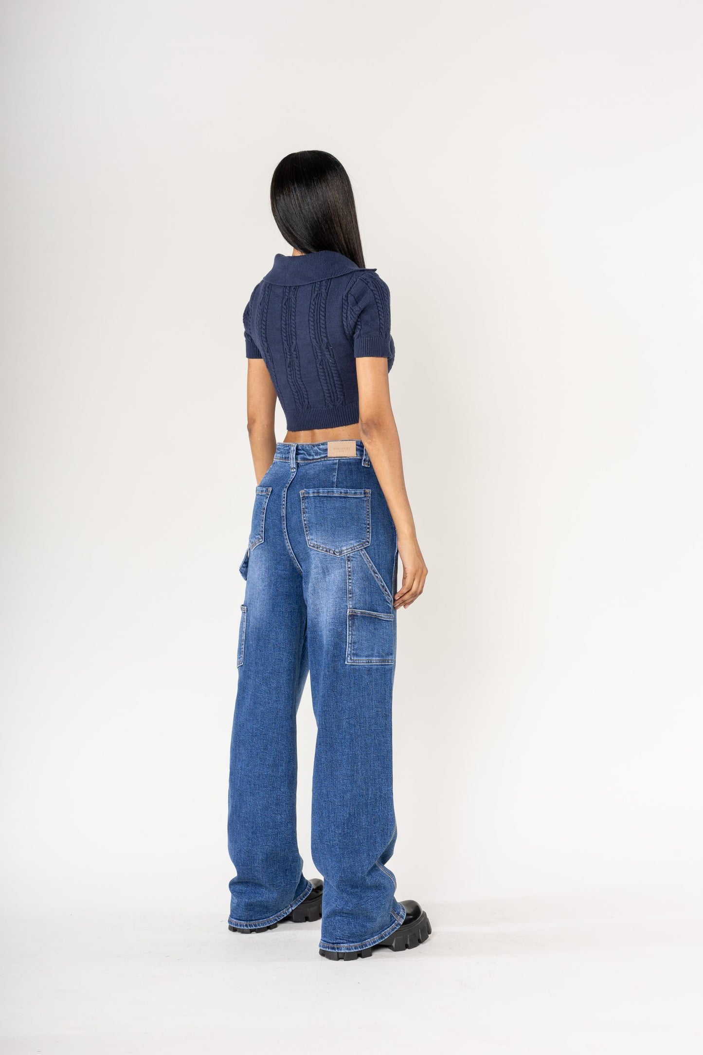 Nina Carter | Dames | Worker carpenter Jeans | Medium Denim