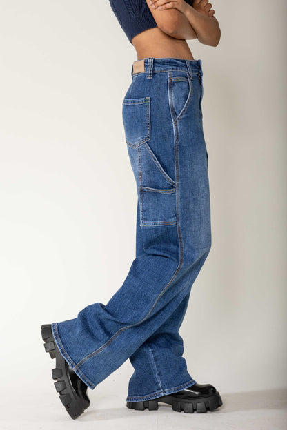 Nina Carter | Dames | Worker carpenter Jeans | Medium Denim