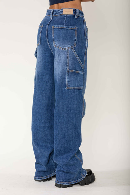 Nina Carter | Dames | Worker carpenter Jeans | Medium Denim
