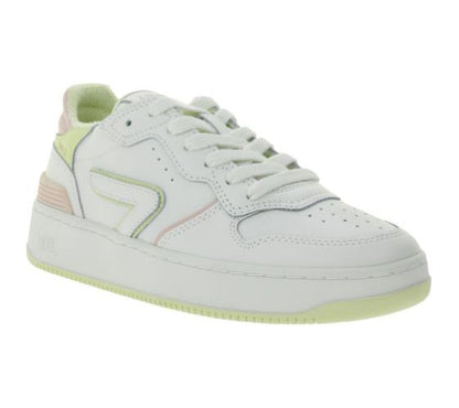 HUB | Dames | Sneakers | Smash L31 | Wit – Roze | Echt Leer | Terry Lining | Ventilerende Insole | Comfort & Premium Look