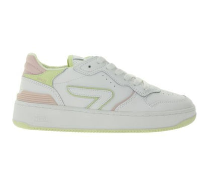HUB | Dames | Sneakers | Smash L31 | Wit – Roze | Echt Leer | Terry Lining | Ventilerende Insole | Comfort & Premium Look