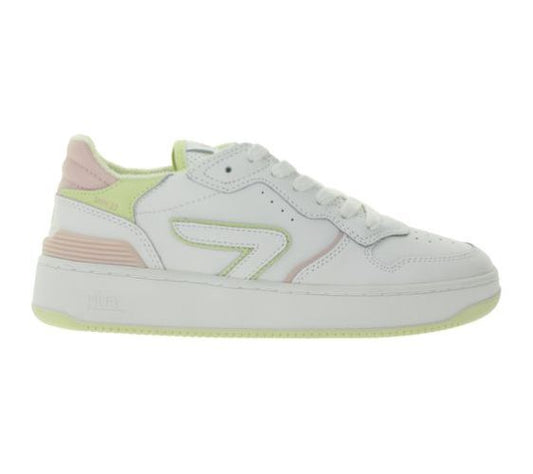 HUB | Dames | Sneakers | Smash L31 | Wit – Roze | Echt Leer | Terry Lining | Ventilerende Insole | Comfort & Premium Look