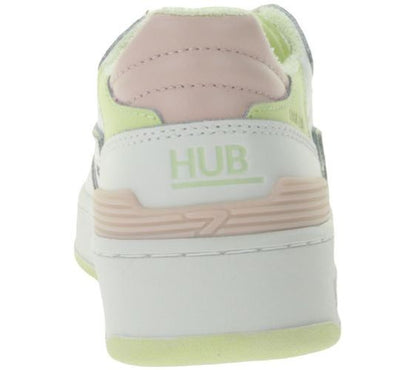 HUB | Dames | Sneakers | Smash L31 | Wit – Roze | Echt Leer | Terry Lining | Ventilerende Insole | Comfort & Premium Look