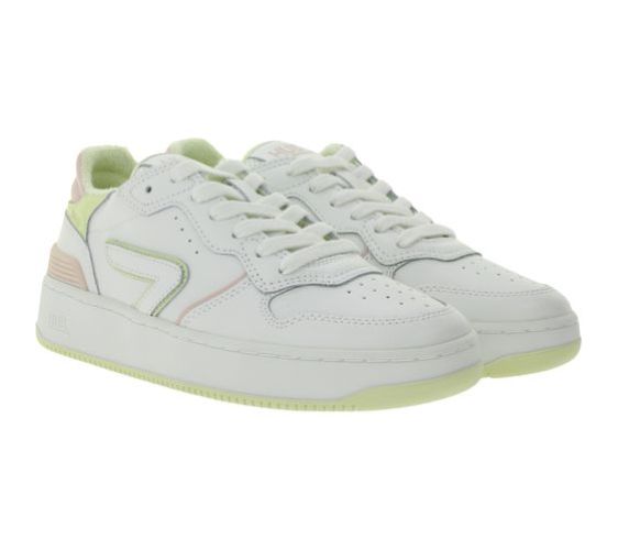 HUB | Dames | Sneakers | Smash L31 | Wit – Roze | Echt Leer | Terry Lining | Ventilerende Insole | Comfort & Premium Look