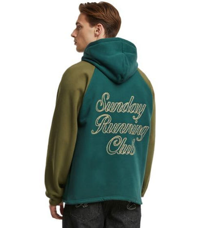 Another Cotton Lab | Heren | Hoodie | Sunday Running | Groen | Comfortabele Regular Fit Sweater met Print