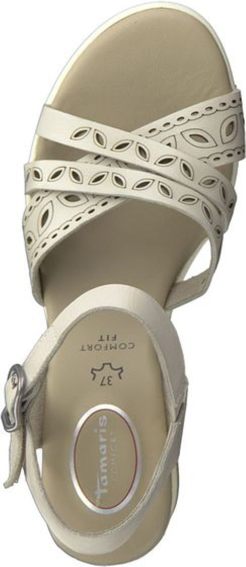 Tamaris | Dames | Sleehak | Comfort fit | Gebroken wit | 7cm. hak