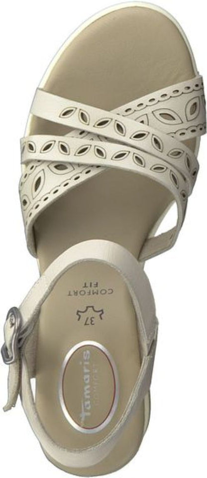 Tamaris | Dames | Sleehak | Comfort fit | Gebroken wit | 7cm. hak