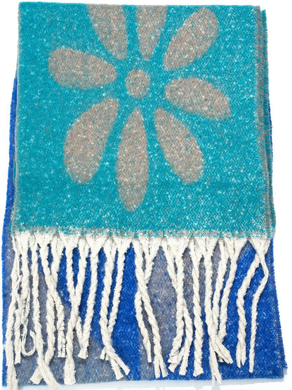 Sjaal  | Bloemen design | Blauw Grijs Multi | 190x40 cm. | Zacht en comfy (kopie)