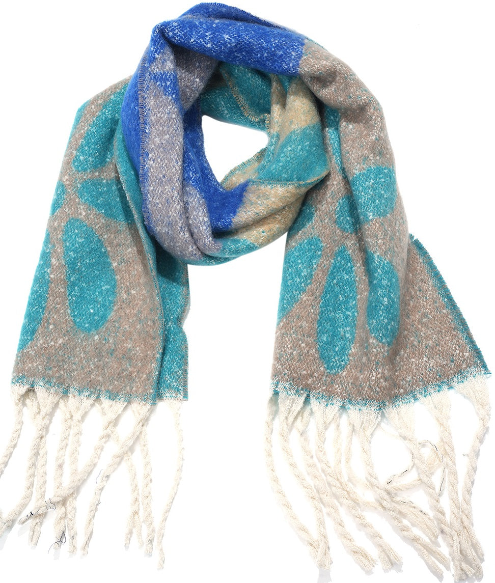 Sjaal  | Bloemen design | Blauw Grijs Multi | 190x40 cm. | Zacht en comfy (kopie)
