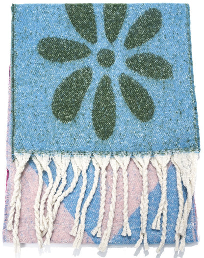 Sjaal  | Bloemen design | Blauw Groen Multi | 190x40 cm. | Zacht en
